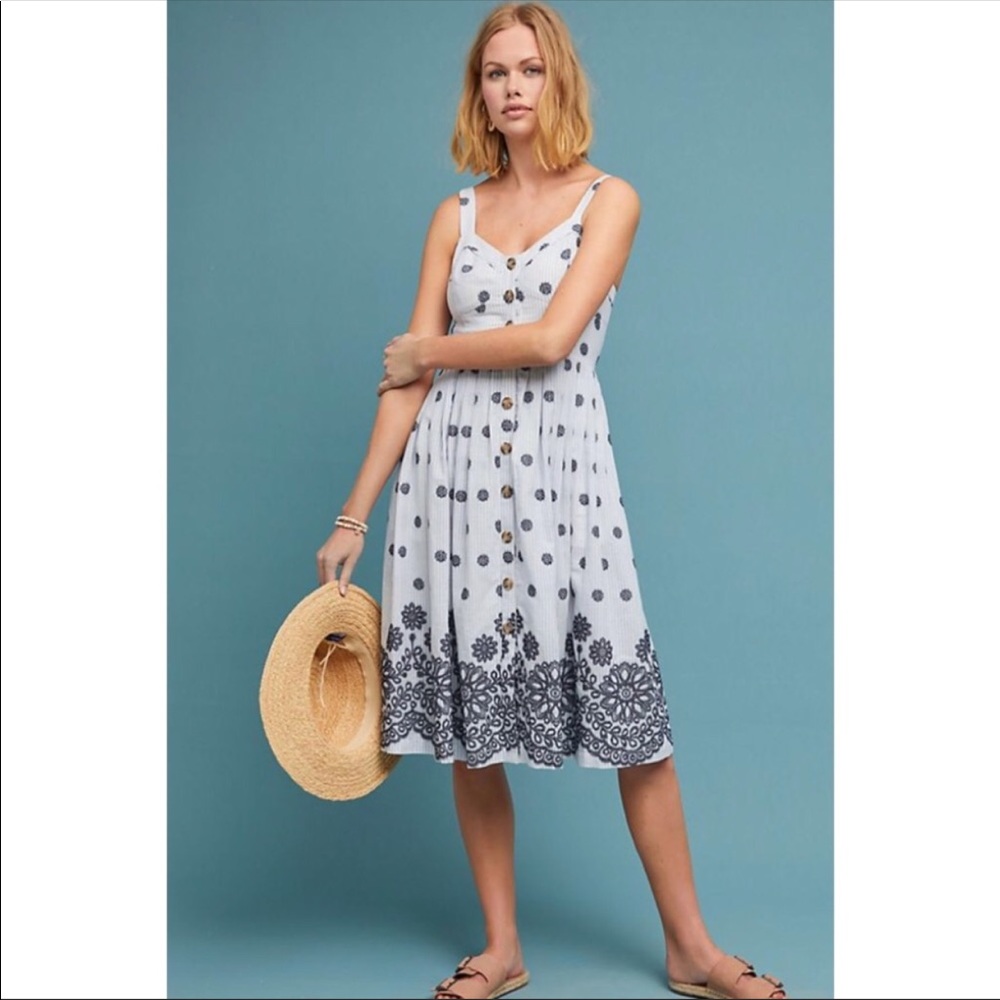 Anthropologie Maeve Sz 0 Midi Dress Buttonfront